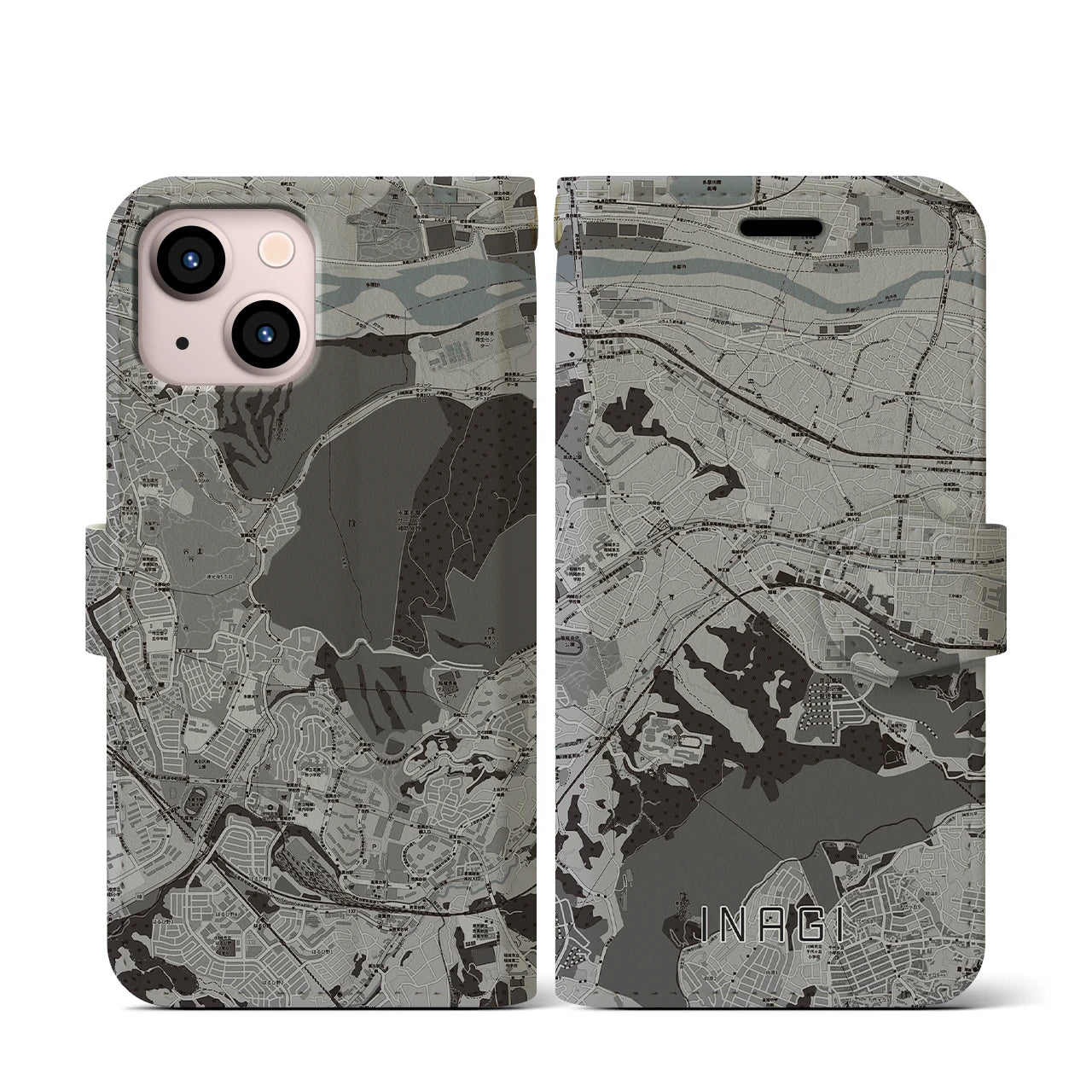 【稲城(東京都)】地図柄iPhoneケース(手帳タイプ)