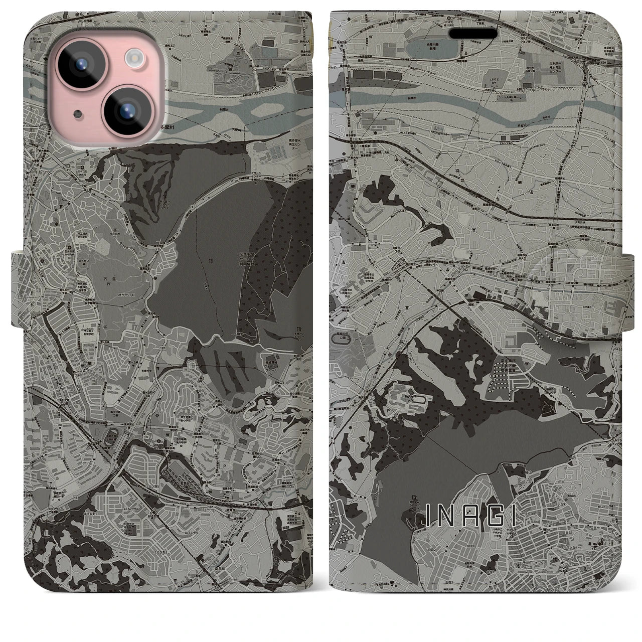 【稲城(東京都)】地図柄iPhoneケース(手帳タイプ)