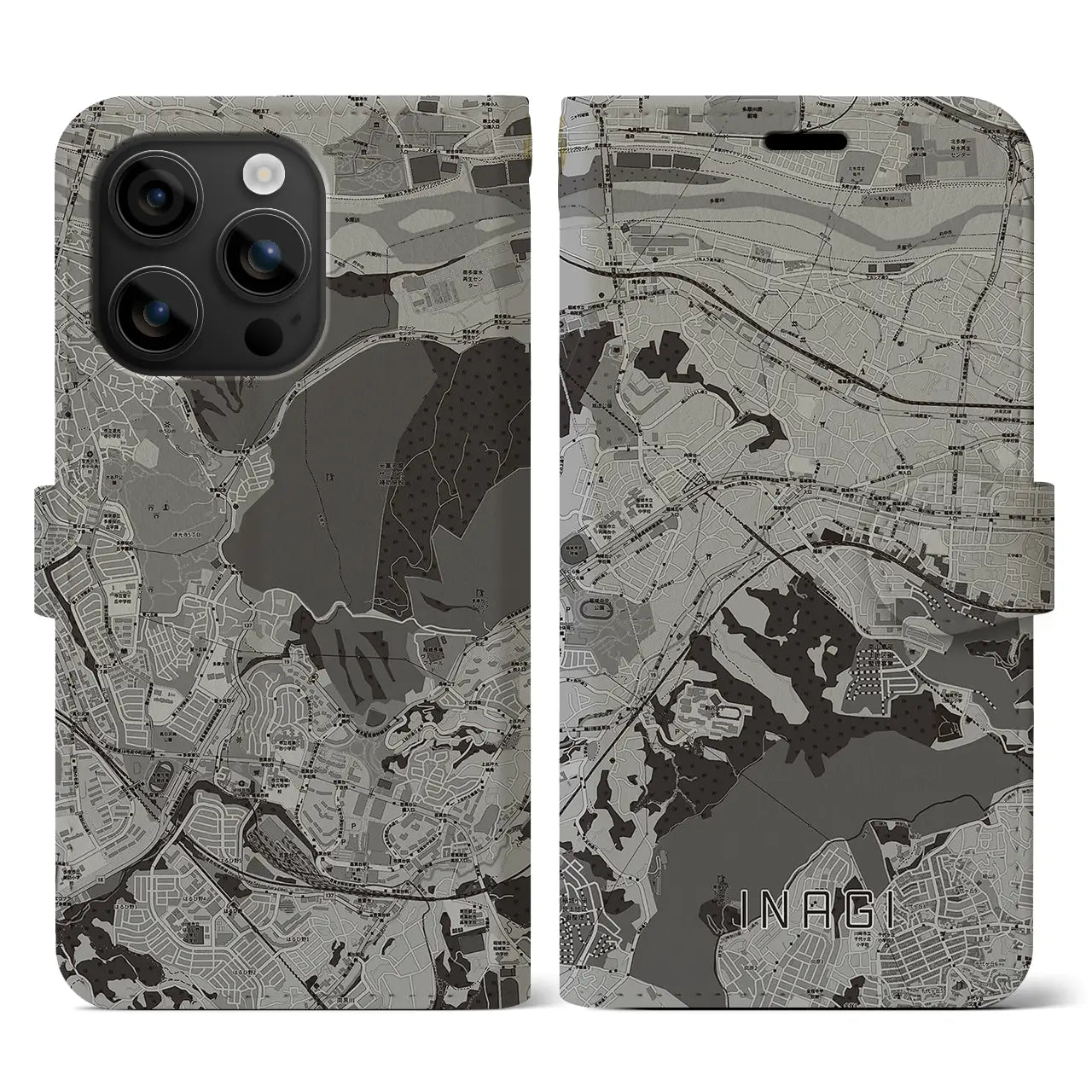 【稲城(東京都)】地図柄iPhoneケース(手帳タイプ)