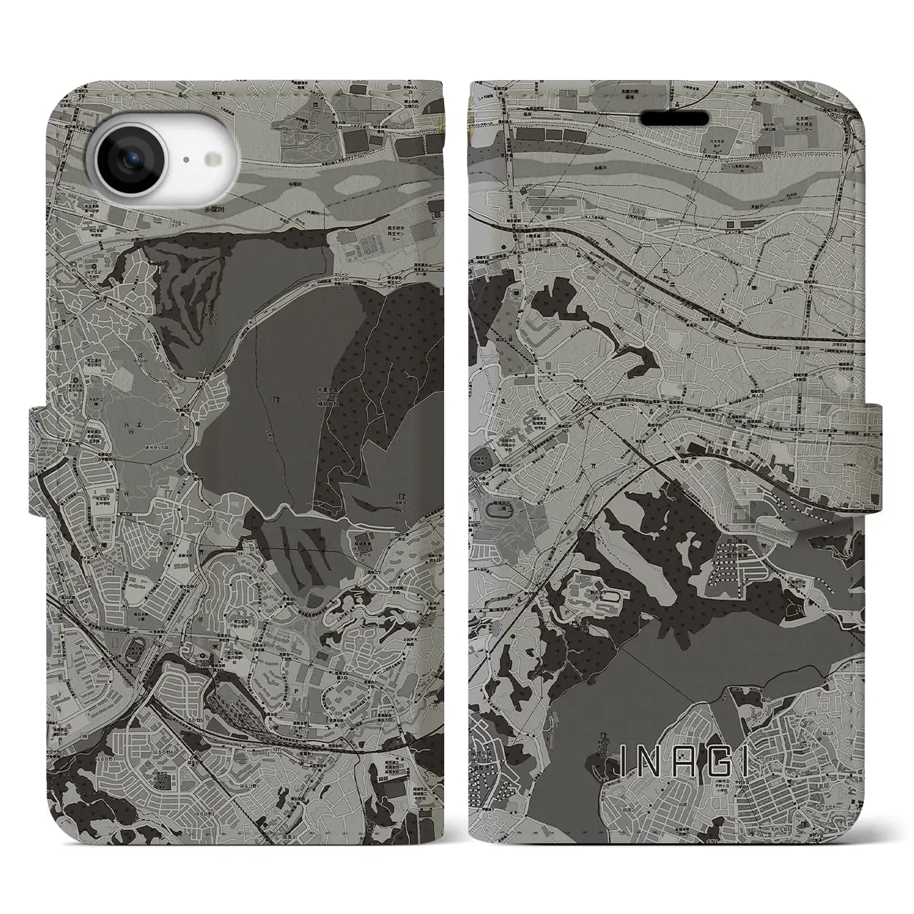 【稲城(東京都)】地図柄iPhoneケース(手帳タイプ)