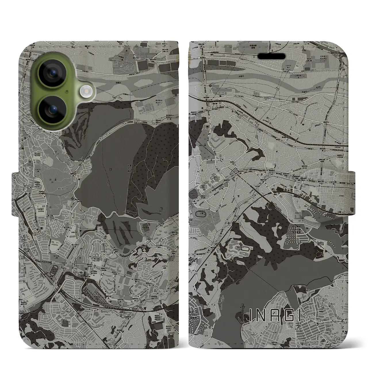 【稲城(東京都)】地図柄iPhoneケース(手帳タイプ)