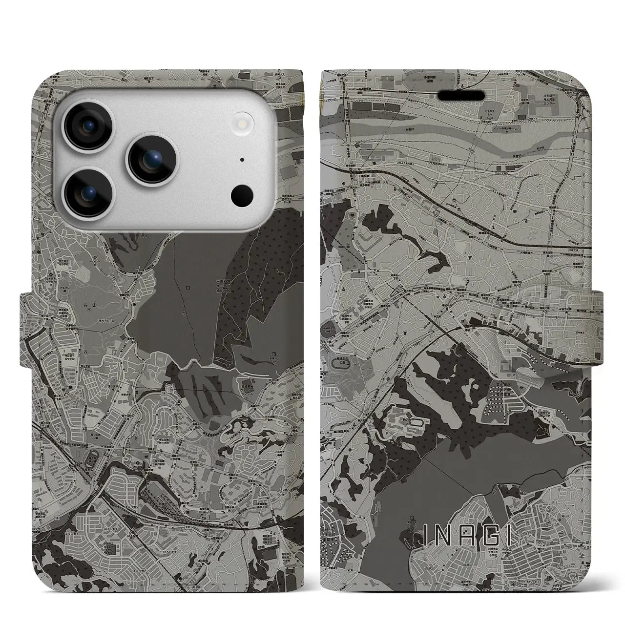 【稲城(東京都)】地図柄iPhoneケース(手帳タイプ)