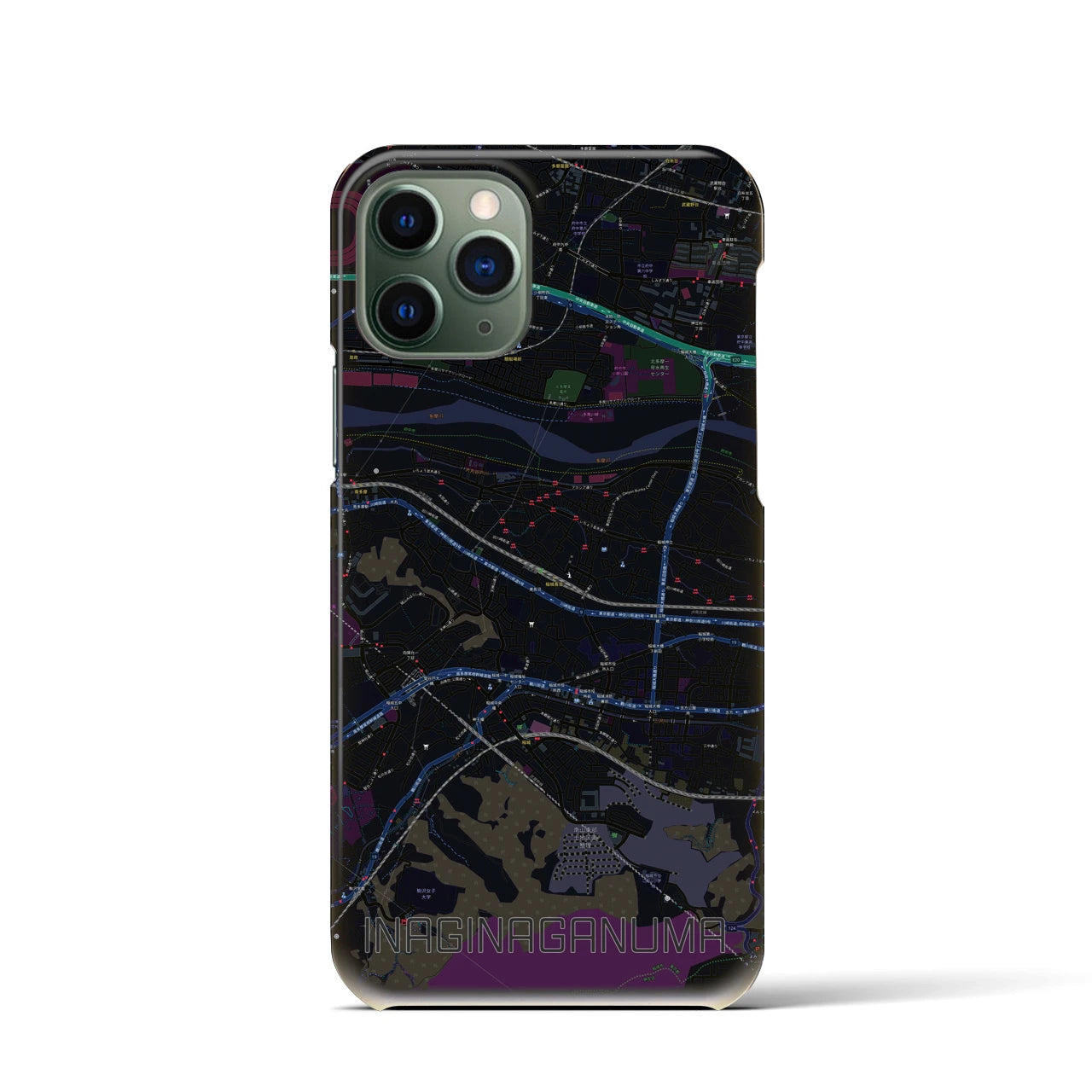 【稲城長沼(東京都)】地図柄iPhoneケース(バックカバータイプ)
