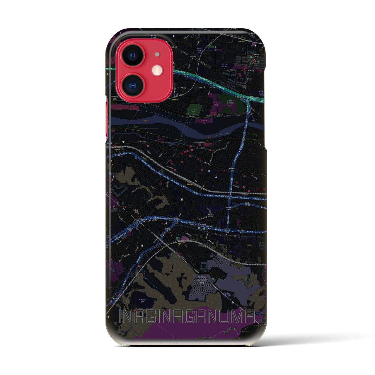 【稲城長沼(東京都)】地図柄iPhoneケース(バックカバータイプ)
