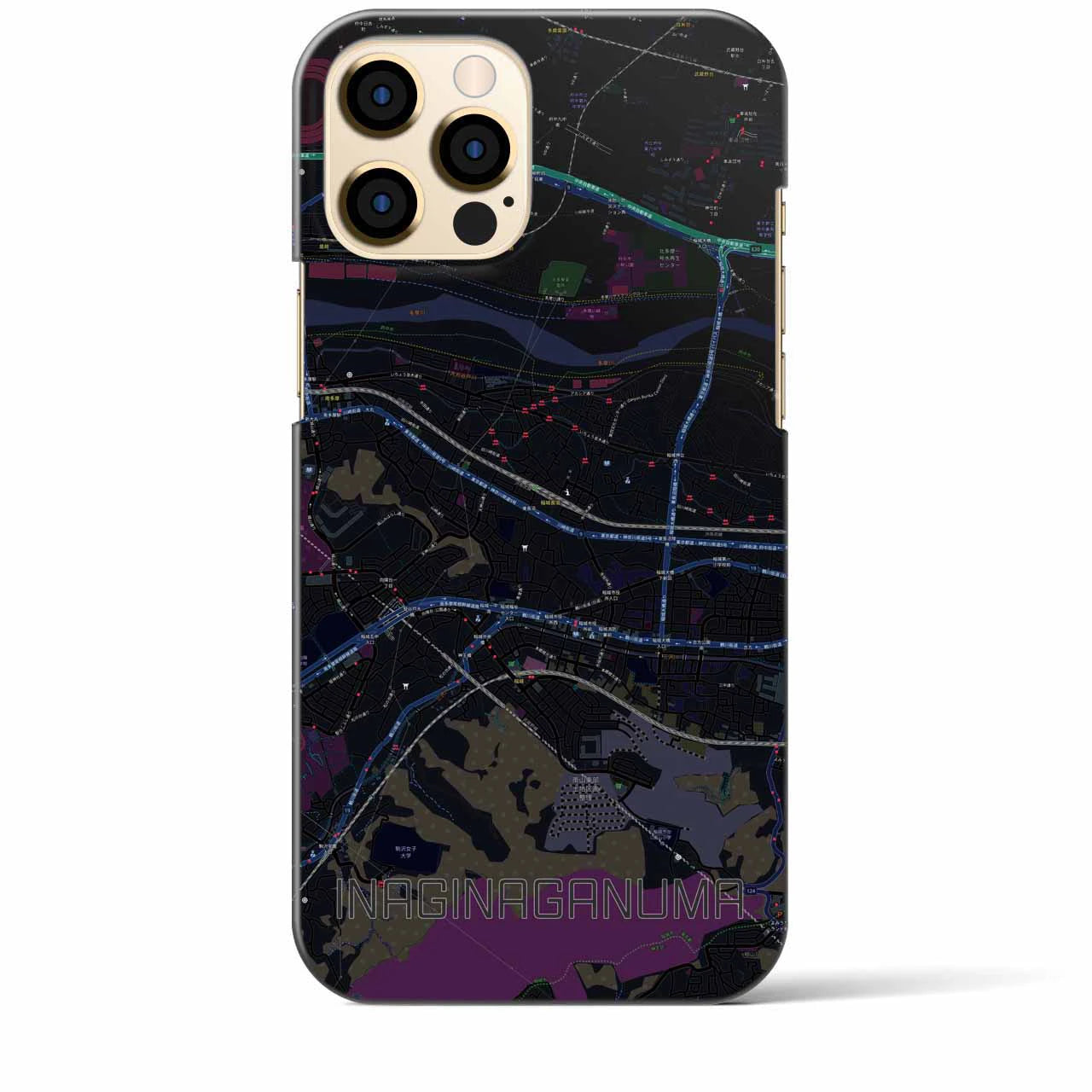 【稲城長沼(東京都)】地図柄iPhoneケース(バックカバータイプ)