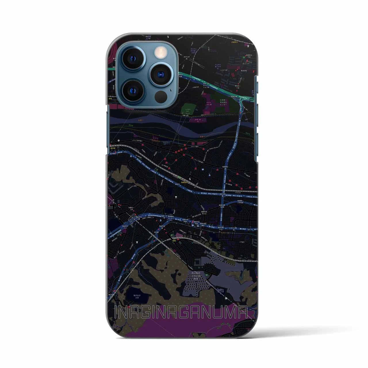 【稲城長沼(東京都)】地図柄iPhoneケース(バックカバータイプ)