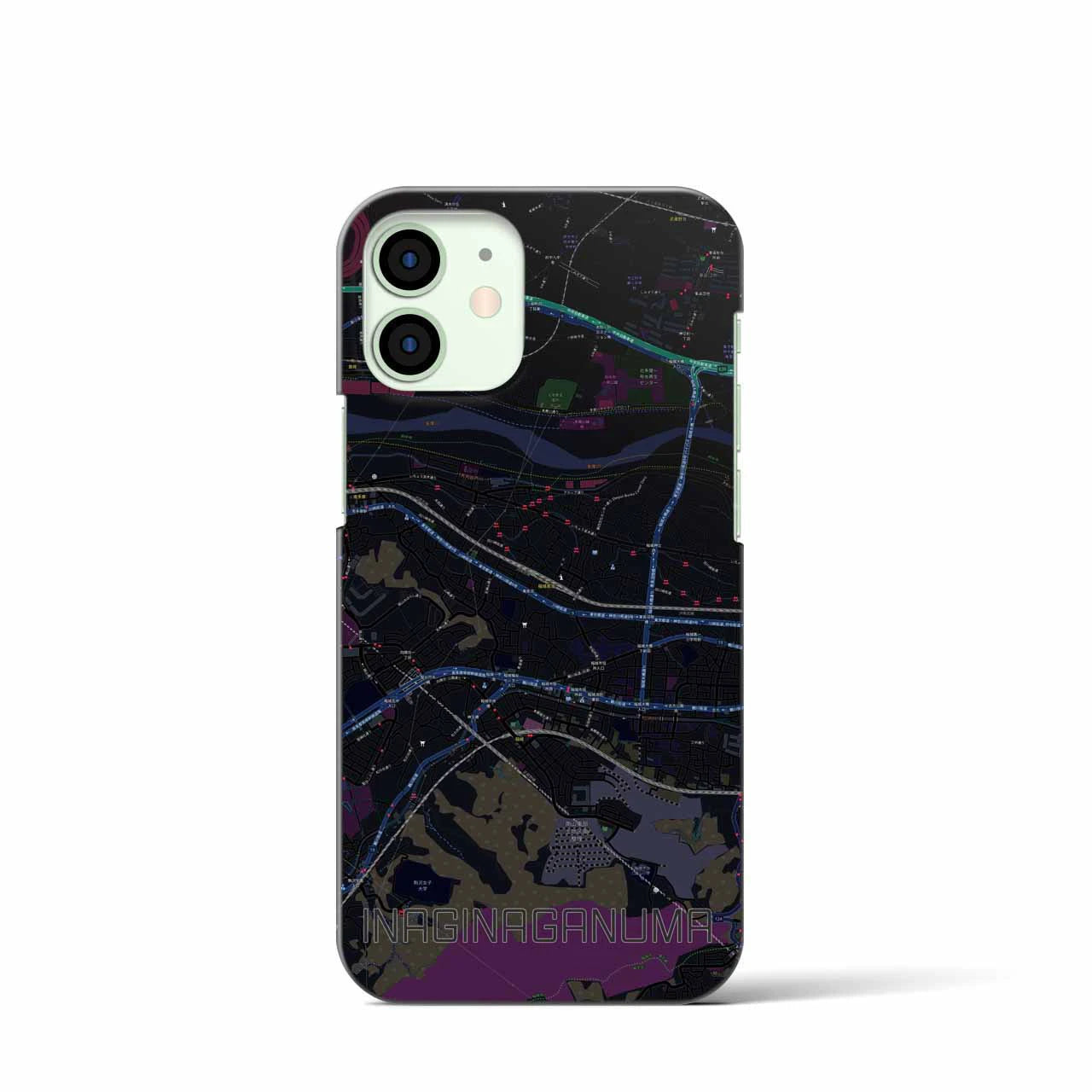 【稲城長沼(東京都)】地図柄iPhoneケース(バックカバータイプ)
