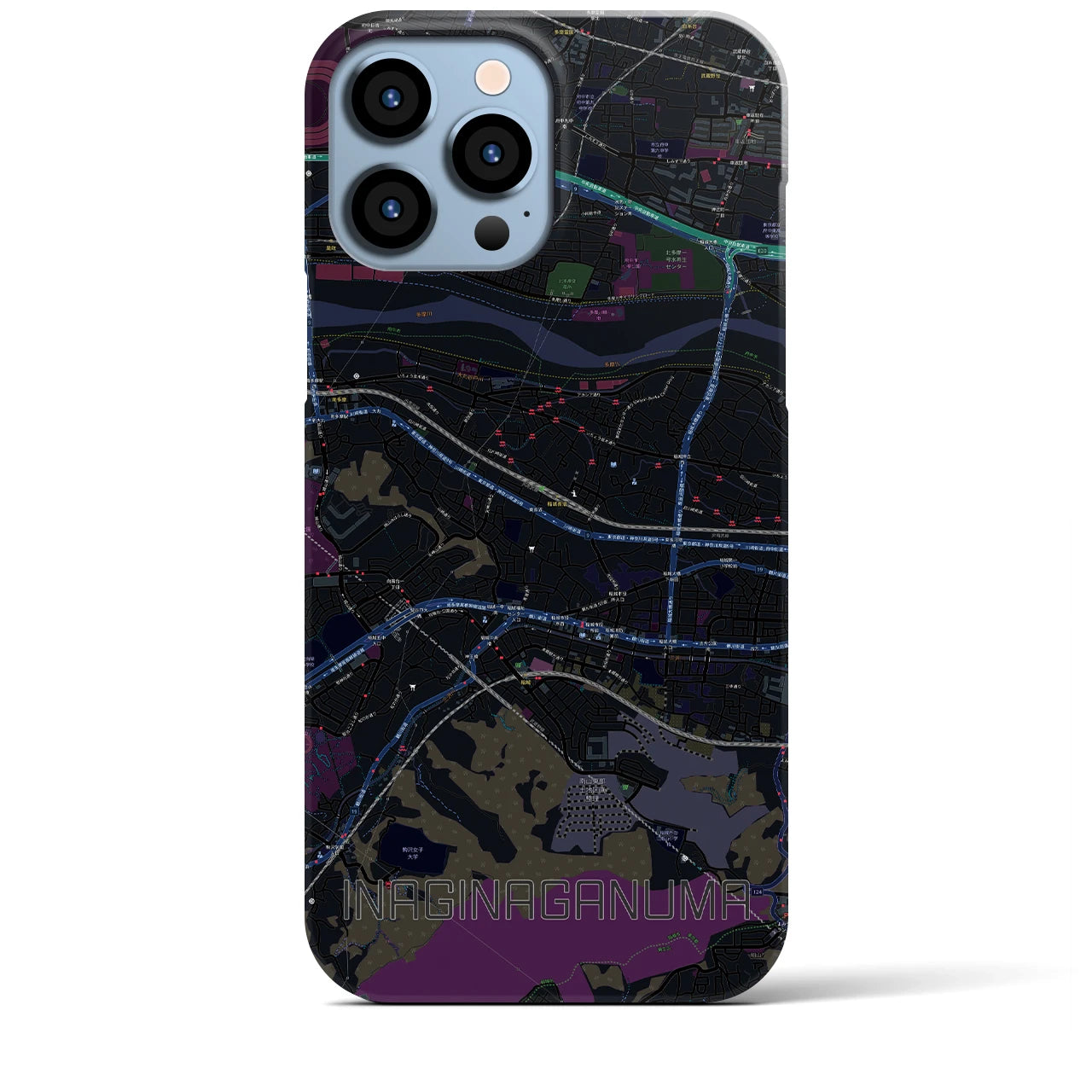 【稲城長沼(東京都)】地図柄iPhoneケース(バックカバータイプ)