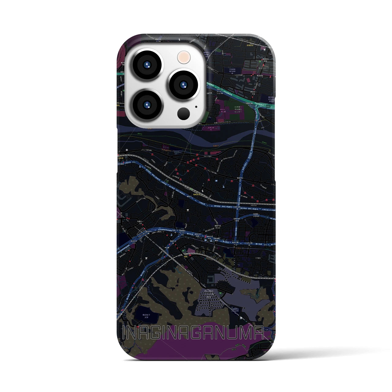 【稲城長沼(東京都)】地図柄iPhoneケース(バックカバータイプ)