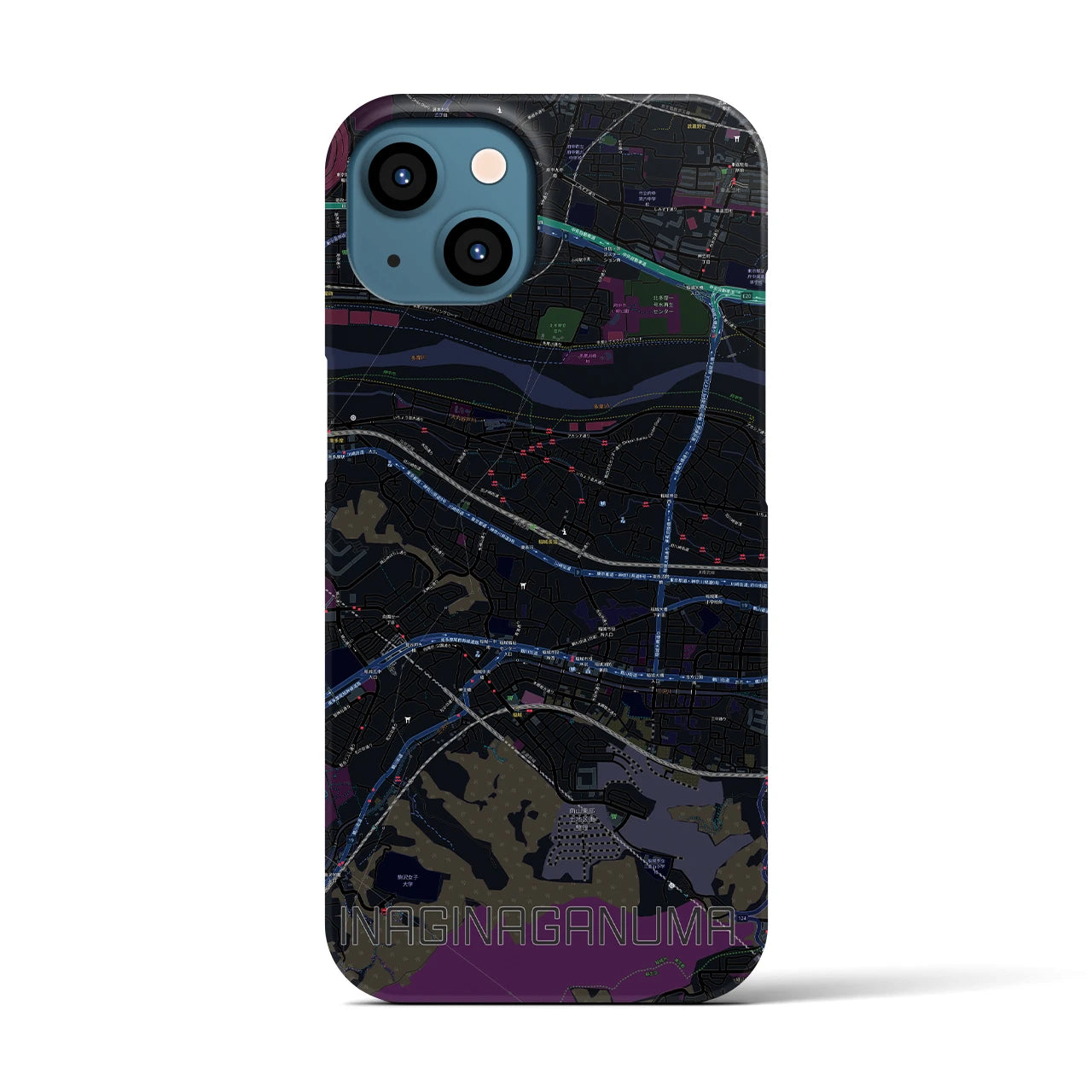【稲城長沼(東京都)】地図柄iPhoneケース(バックカバータイプ)