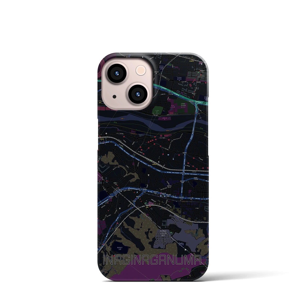 【稲城長沼(東京都)】地図柄iPhoneケース(バックカバータイプ)