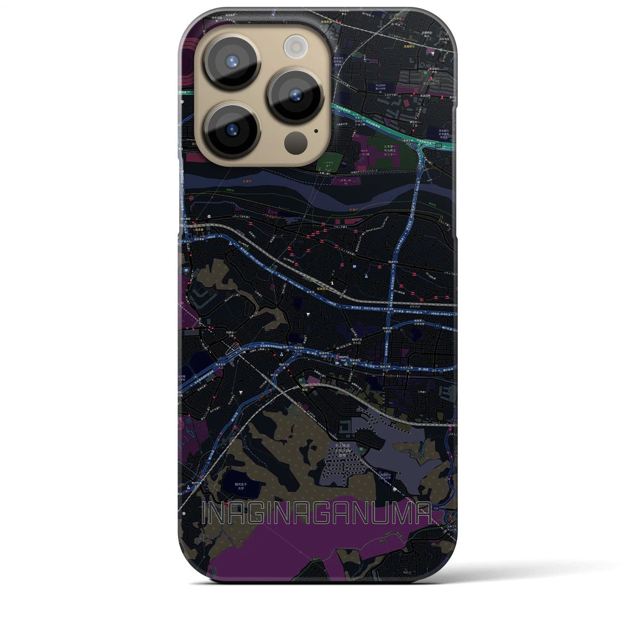 【稲城長沼(東京都)】地図柄iPhoneケース(バックカバータイプ)