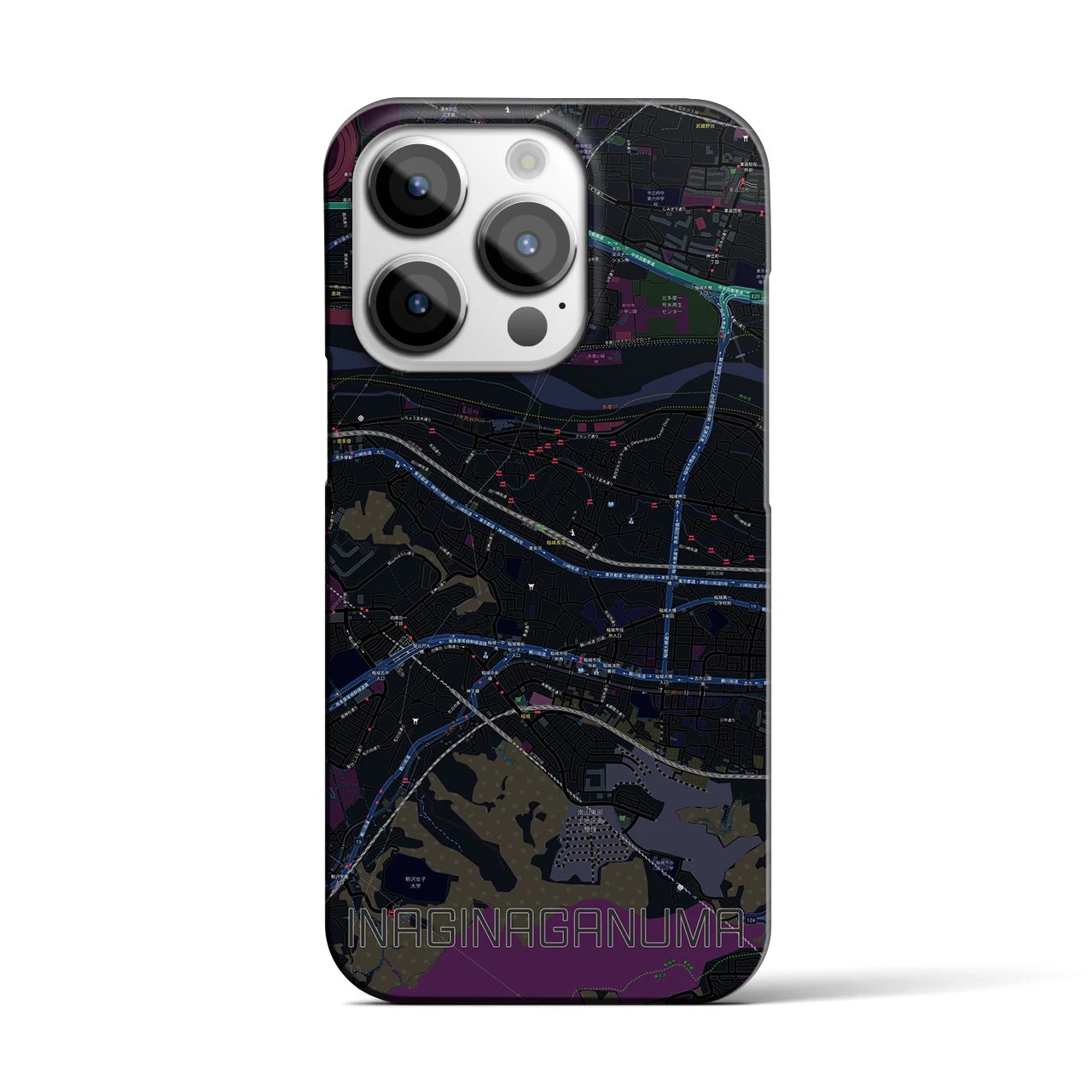 【稲城長沼(東京都)】地図柄iPhoneケース(バックカバータイプ)