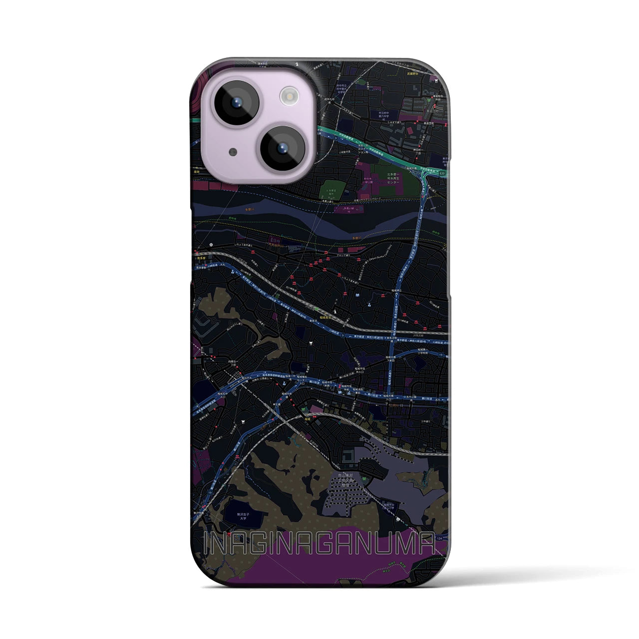 【稲城長沼(東京都)】地図柄iPhoneケース(バックカバータイプ)