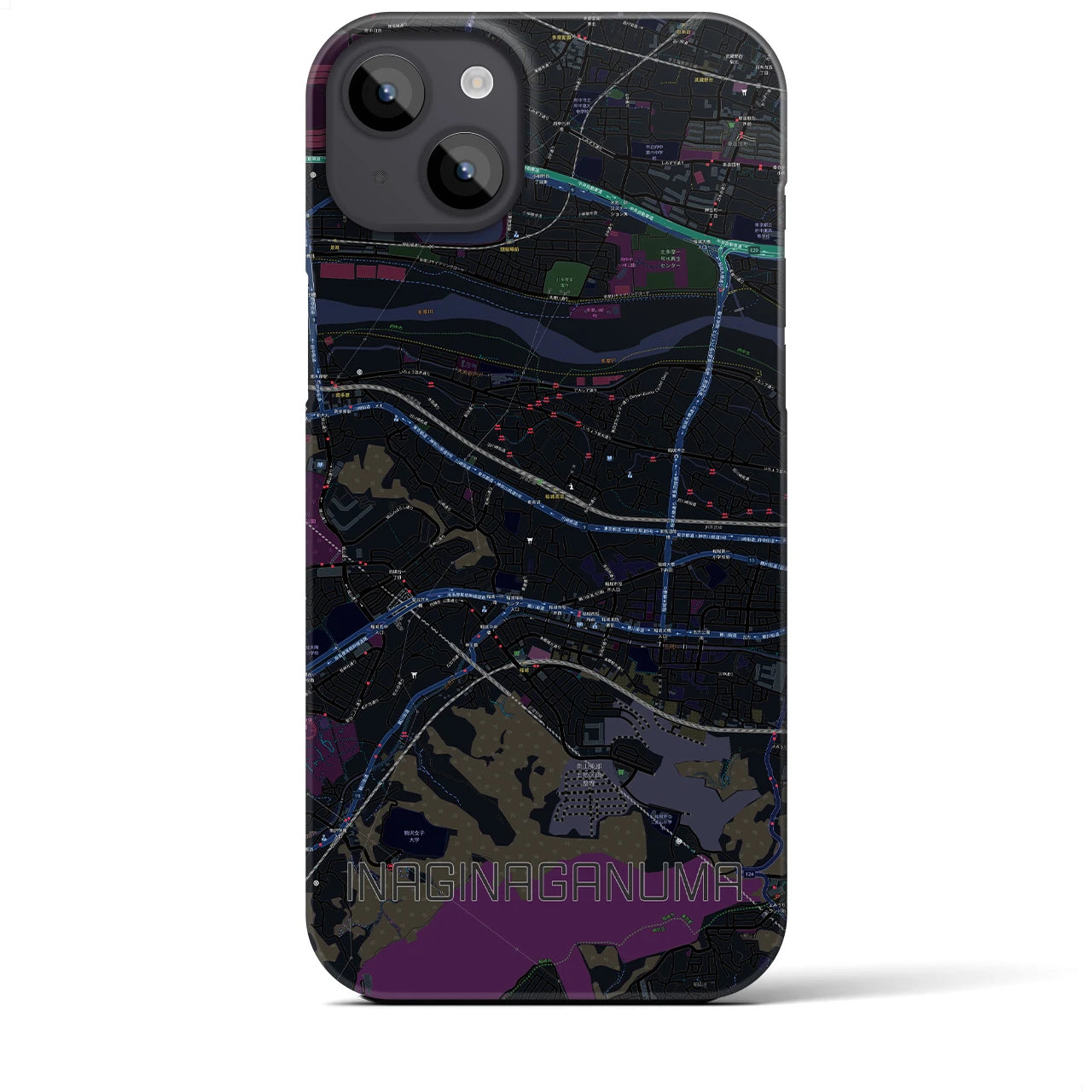 【稲城長沼(東京都)】地図柄iPhoneケース(バックカバータイプ)