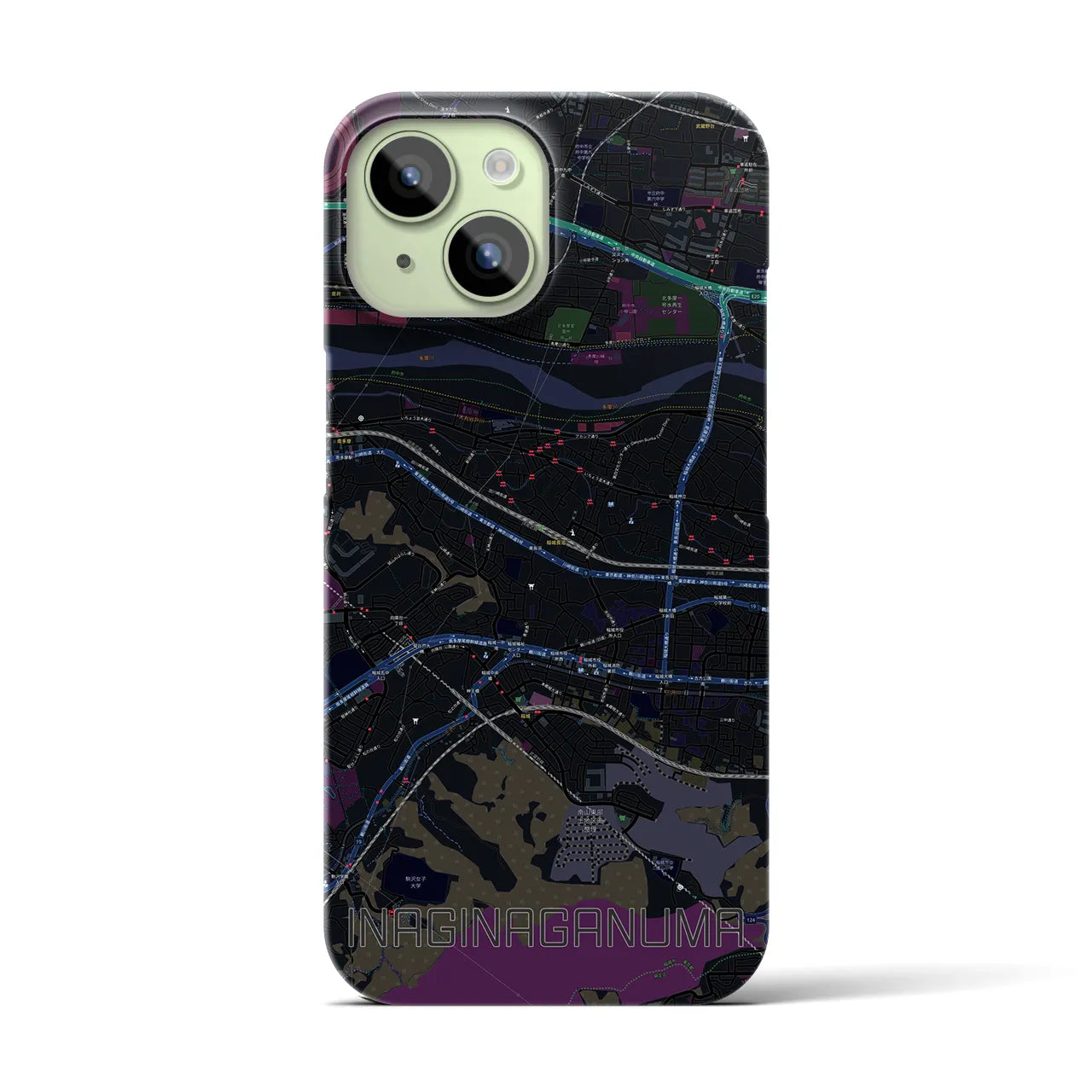 【稲城長沼(東京都)】地図柄iPhoneケース(バックカバータイプ)