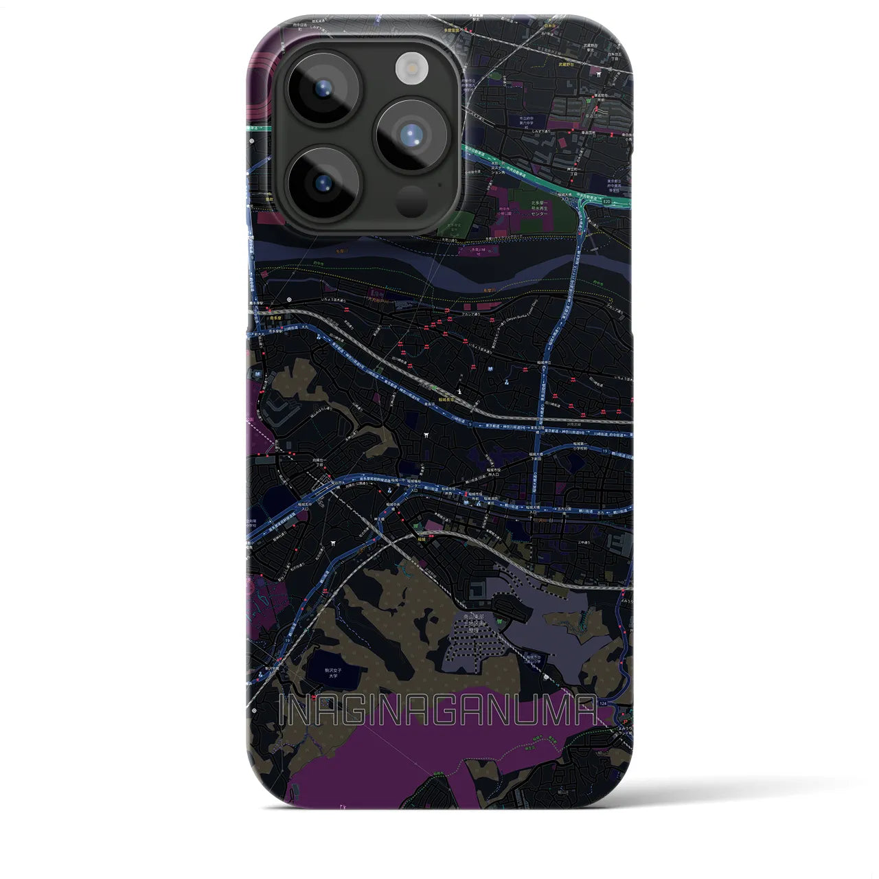 【稲城長沼(東京都)】地図柄iPhoneケース(バックカバータイプ)
