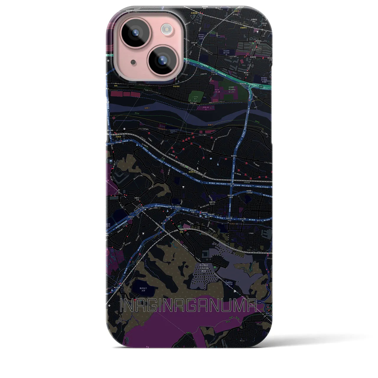 【稲城長沼(東京都)】地図柄iPhoneケース(バックカバータイプ)