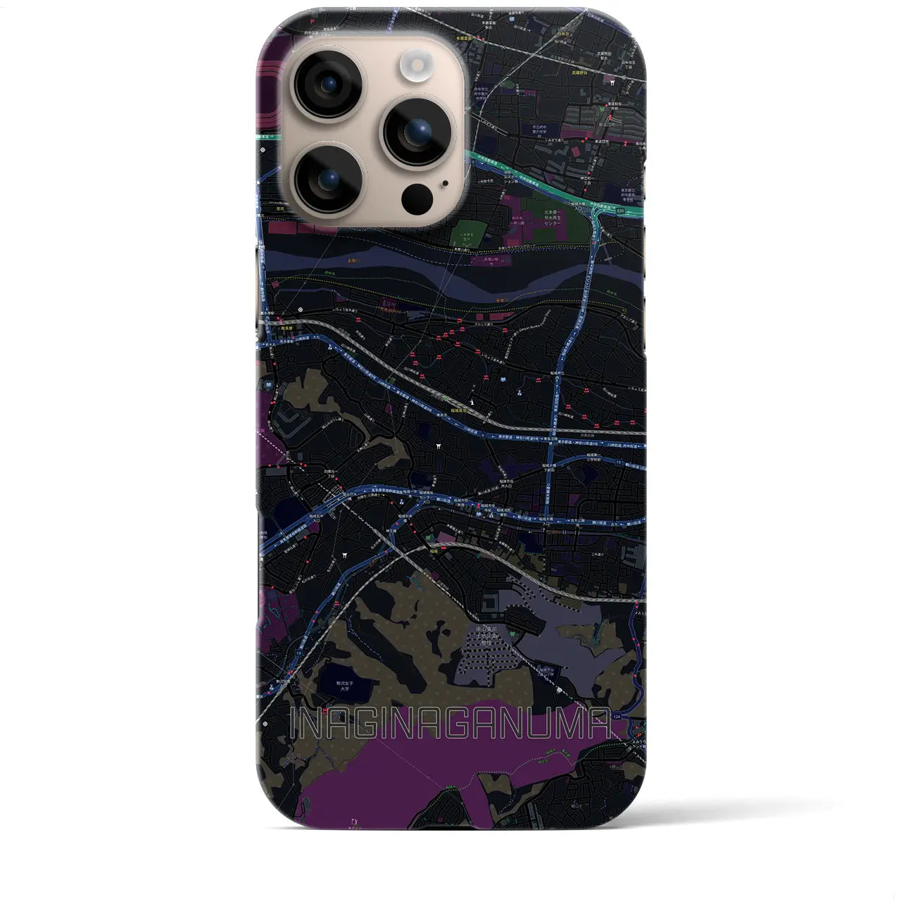 【稲城長沼(東京都)】地図柄iPhoneケース(バックカバータイプ)