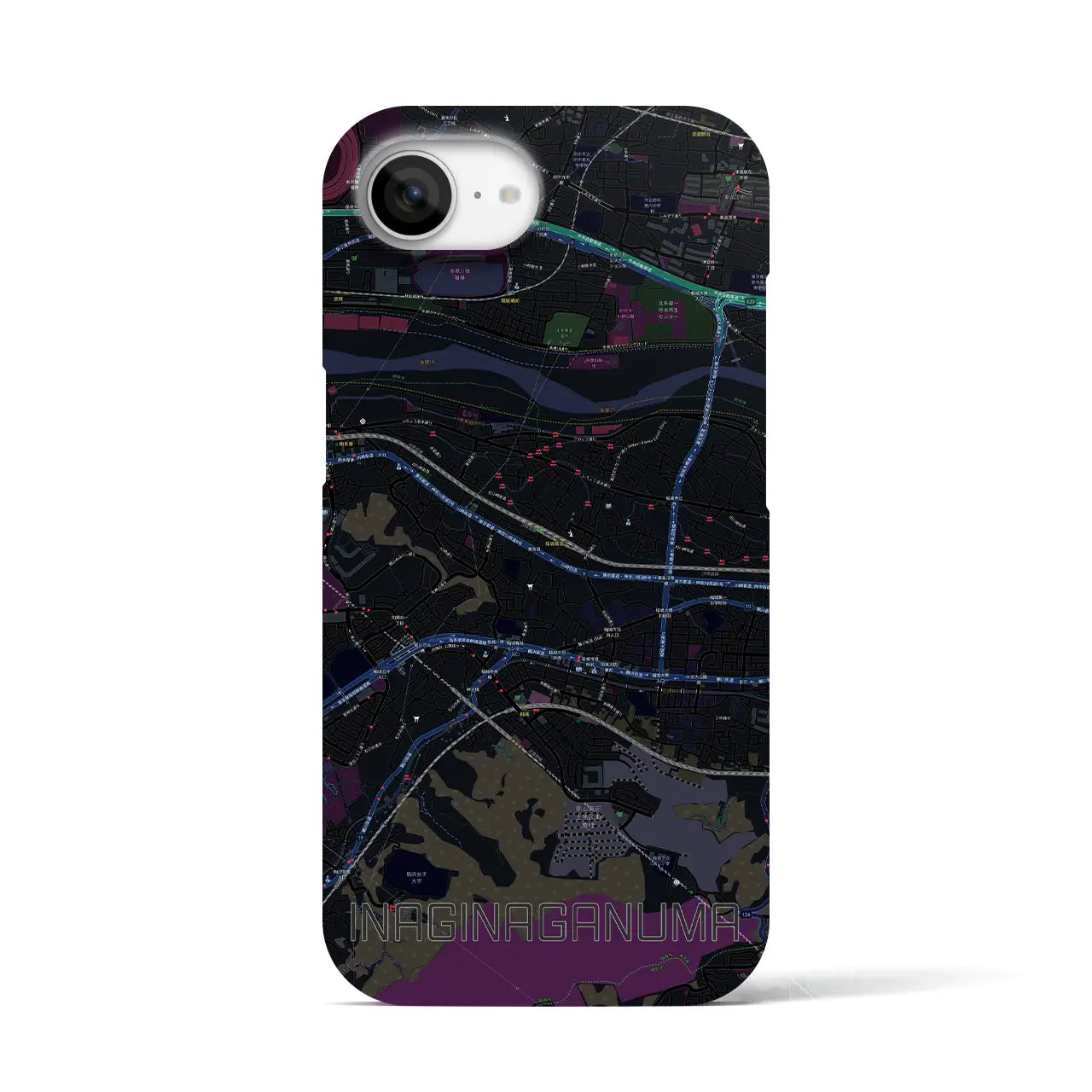 【稲城長沼(東京都)】地図柄iPhoneケース(バックカバータイプ)
