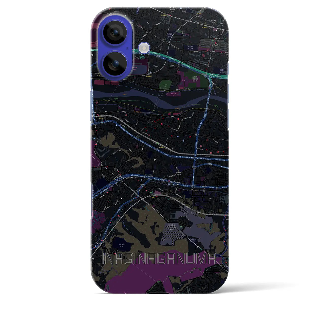 【稲城長沼(東京都)】地図柄iPhoneケース(バックカバータイプ)