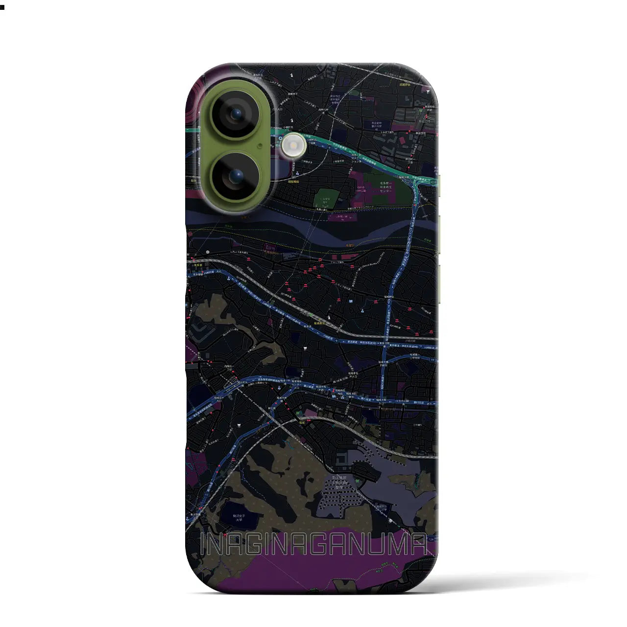 【稲城長沼(東京都)】地図柄iPhoneケース(バックカバータイプ)