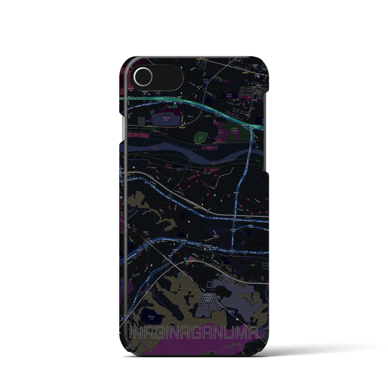 【稲城長沼(東京都)】地図柄iPhoneケース(バックカバータイプ)