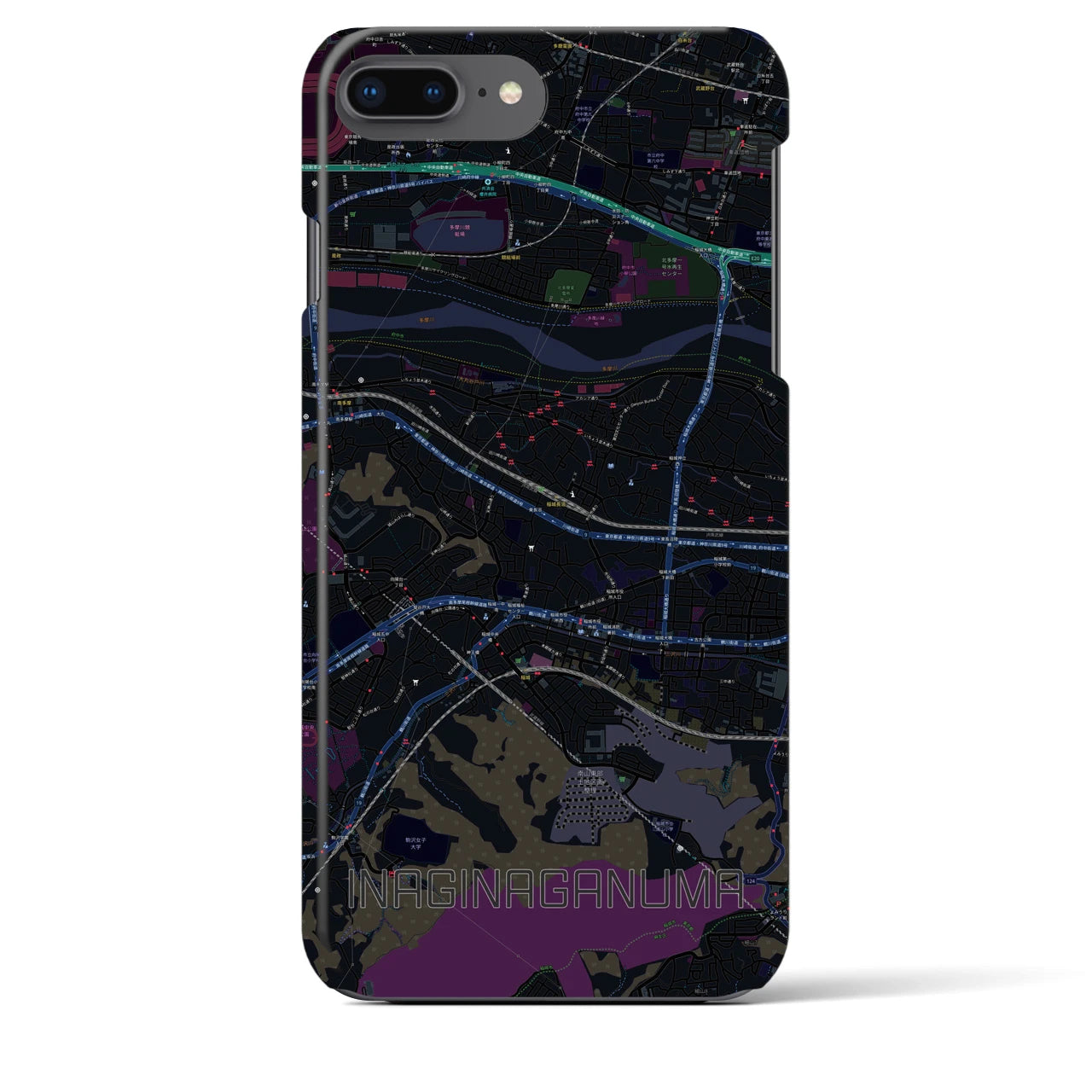 【稲城長沼(東京都)】地図柄iPhoneケース(バックカバータイプ)