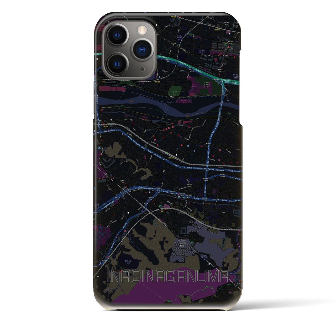 【稲城長沼(東京都)】地図柄iPhoneケース(バックカバータイプ)