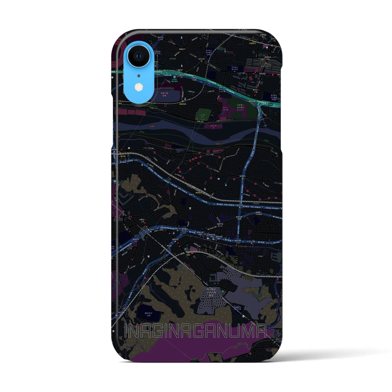 【稲城長沼(東京都)】地図柄iPhoneケース(バックカバータイプ)