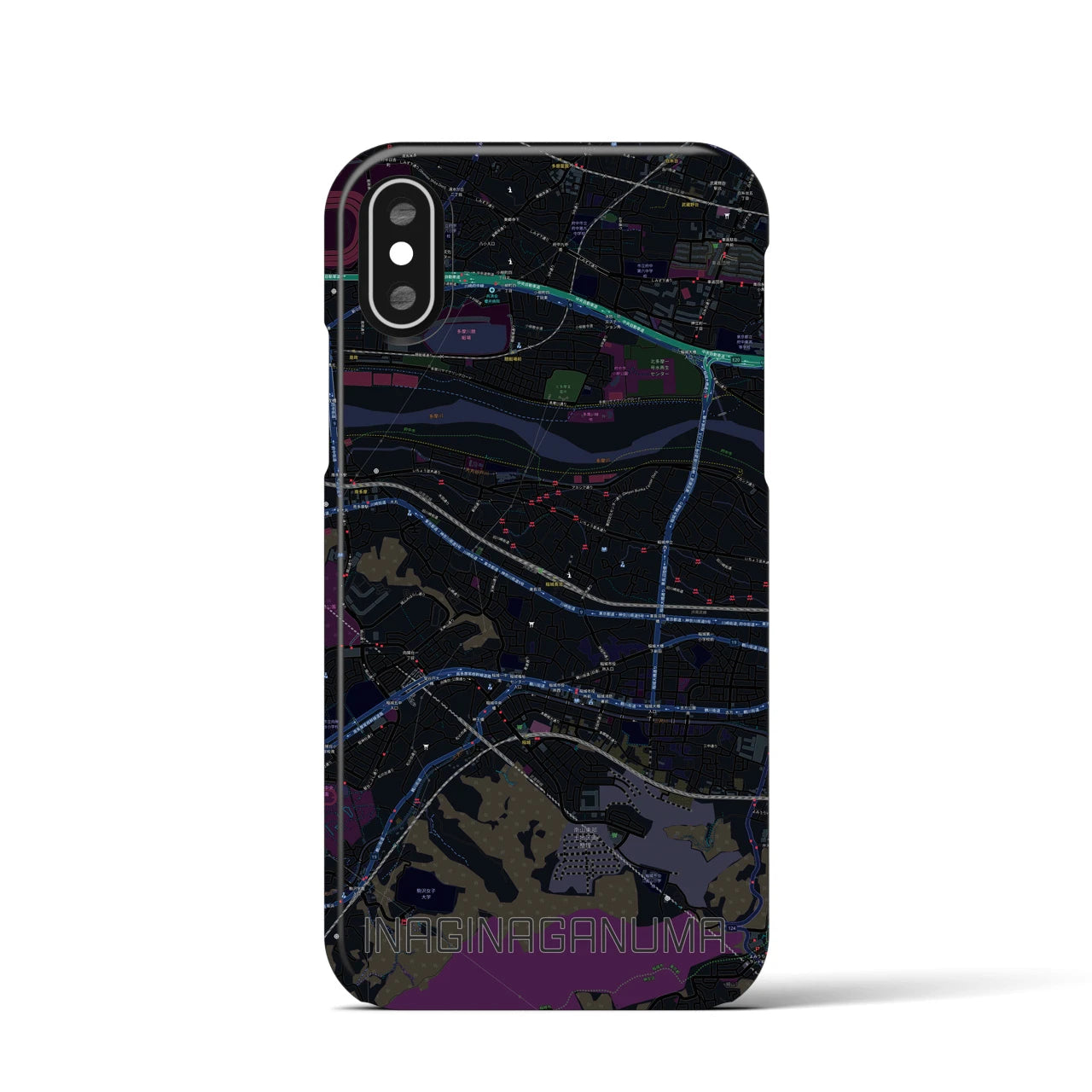 【稲城長沼(東京都)】地図柄iPhoneケース(バックカバータイプ)