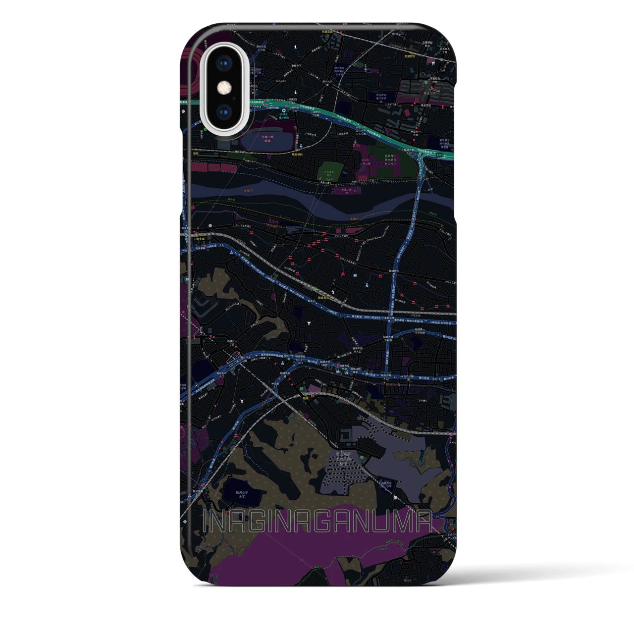 【稲城長沼(東京都)】地図柄iPhoneケース(バックカバータイプ)