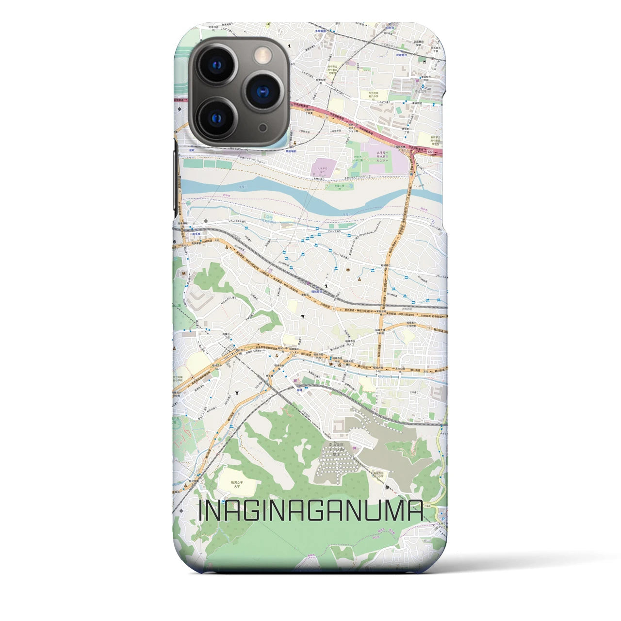 【稲城長沼(東京都)】地図柄iPhoneケース(バックカバータイプ)