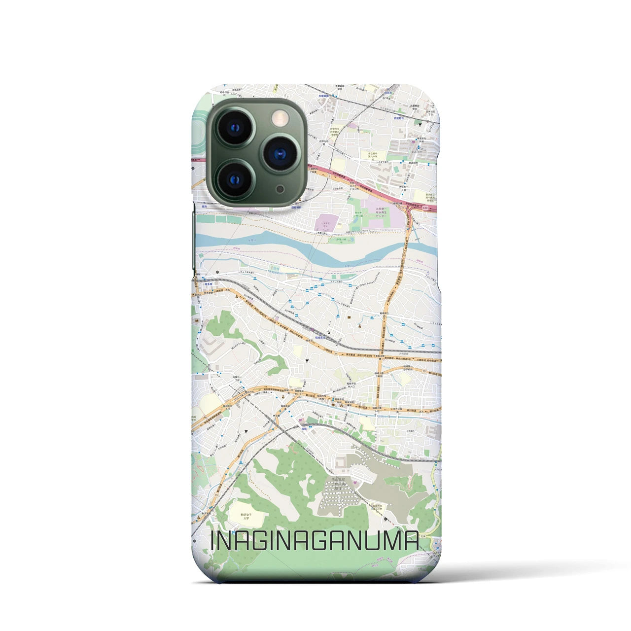 【稲城長沼(東京都)】地図柄iPhoneケース(バックカバータイプ)