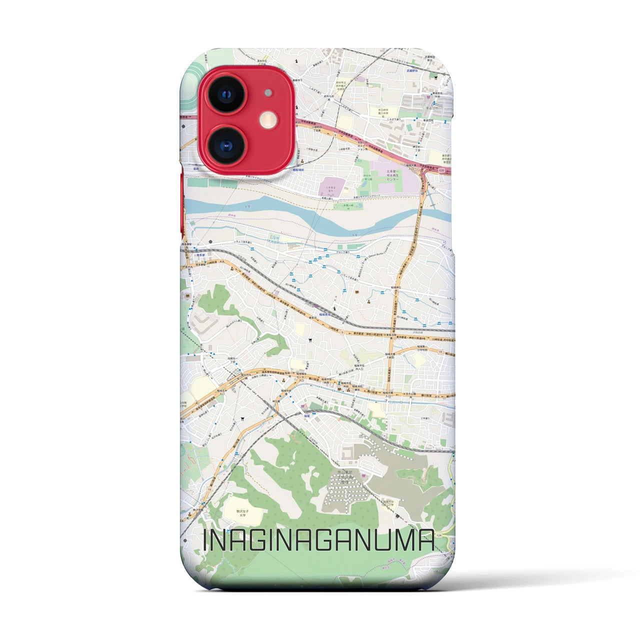 【稲城長沼(東京都)】地図柄iPhoneケース(バックカバータイプ)