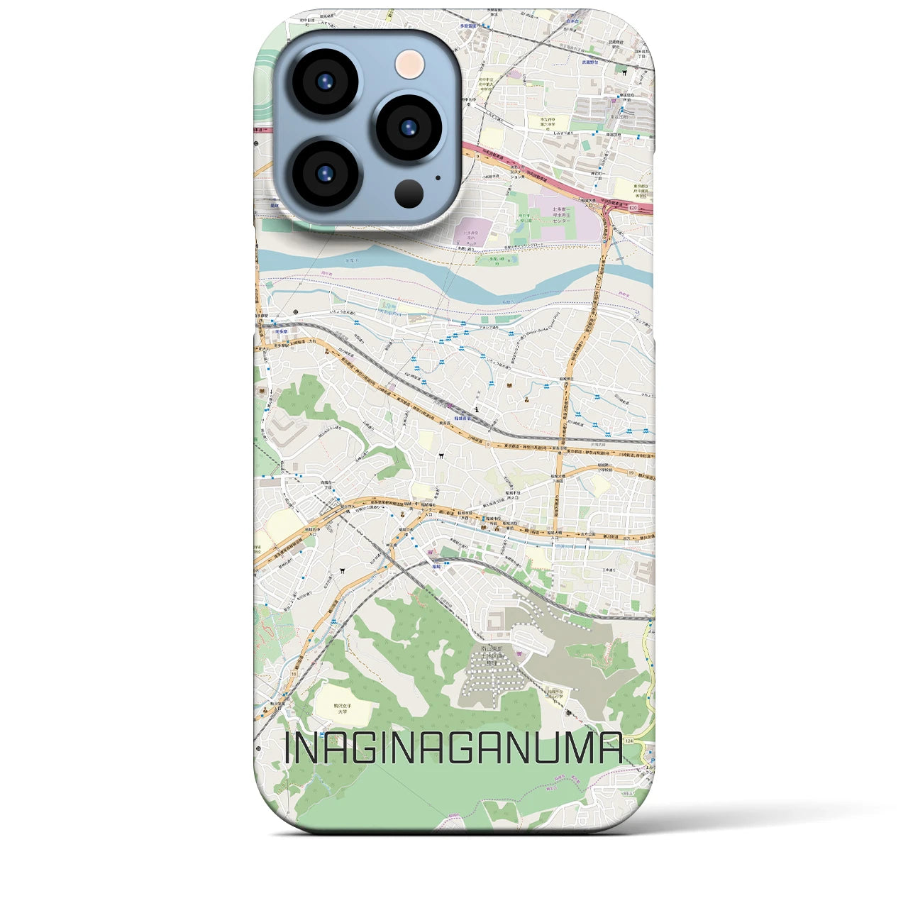 【稲城長沼(東京都)】地図柄iPhoneケース(バックカバータイプ)