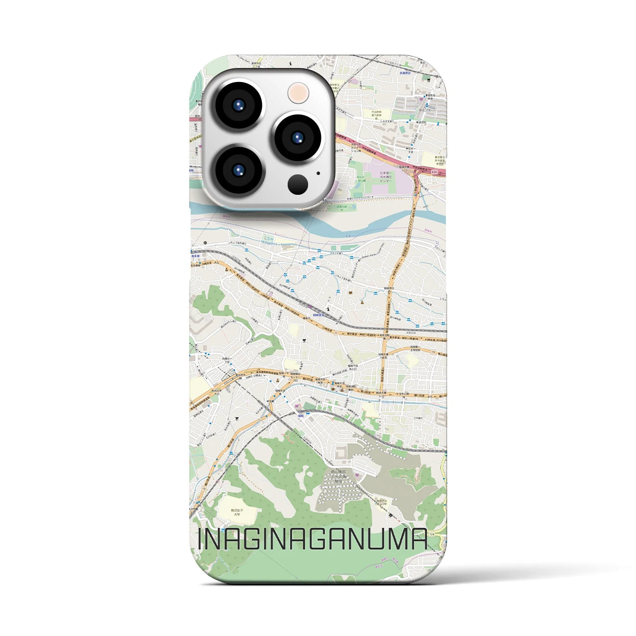 【稲城長沼(東京都)】地図柄iPhoneケース(バックカバータイプ)