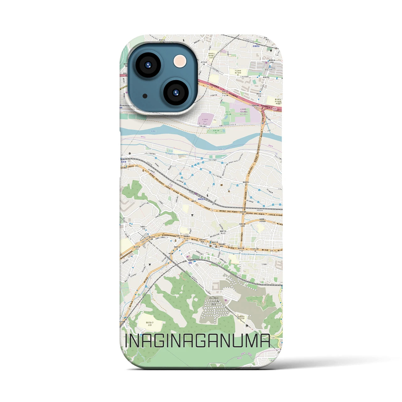 【稲城長沼(東京都)】地図柄iPhoneケース(バックカバータイプ)