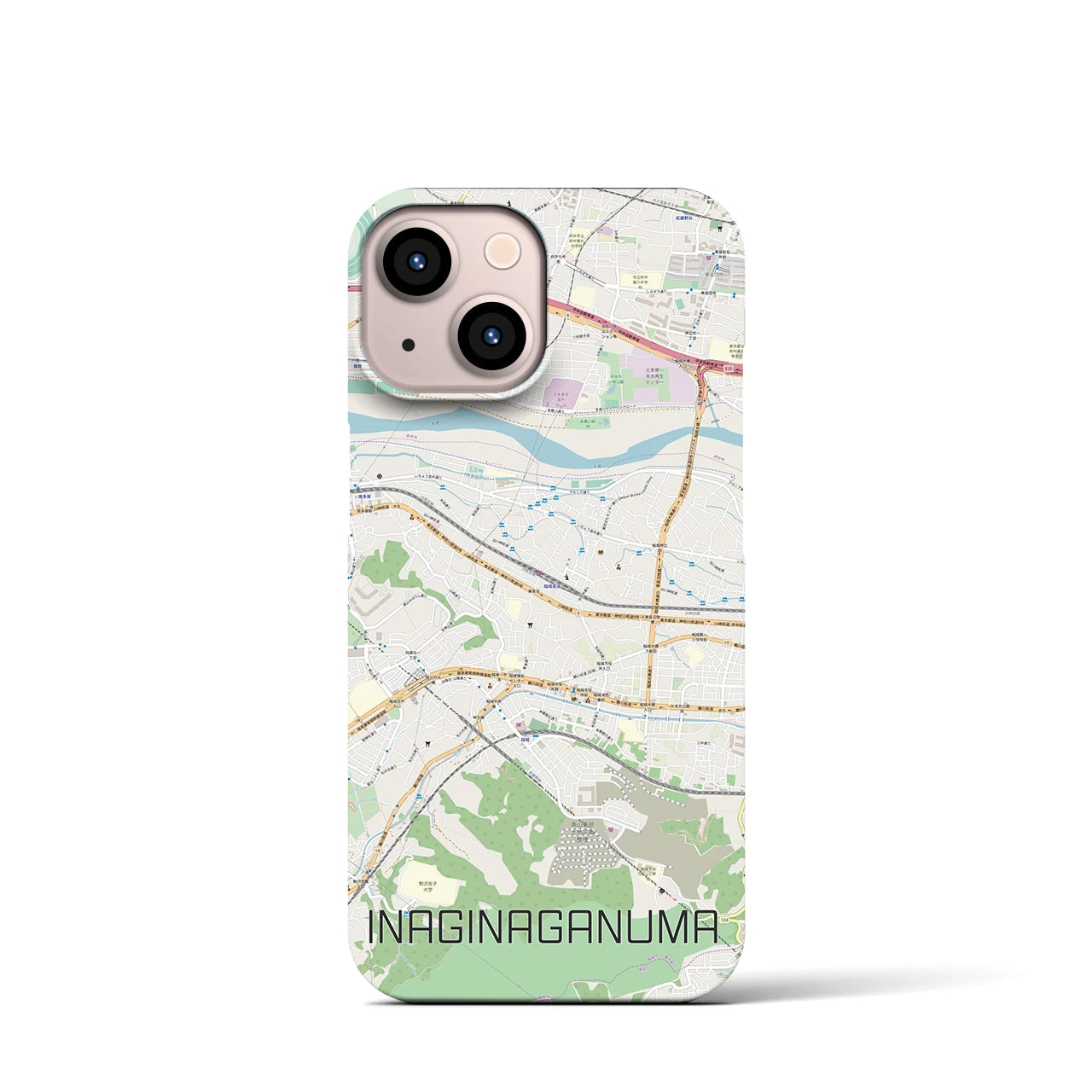 【稲城長沼(東京都)】地図柄iPhoneケース(バックカバータイプ)