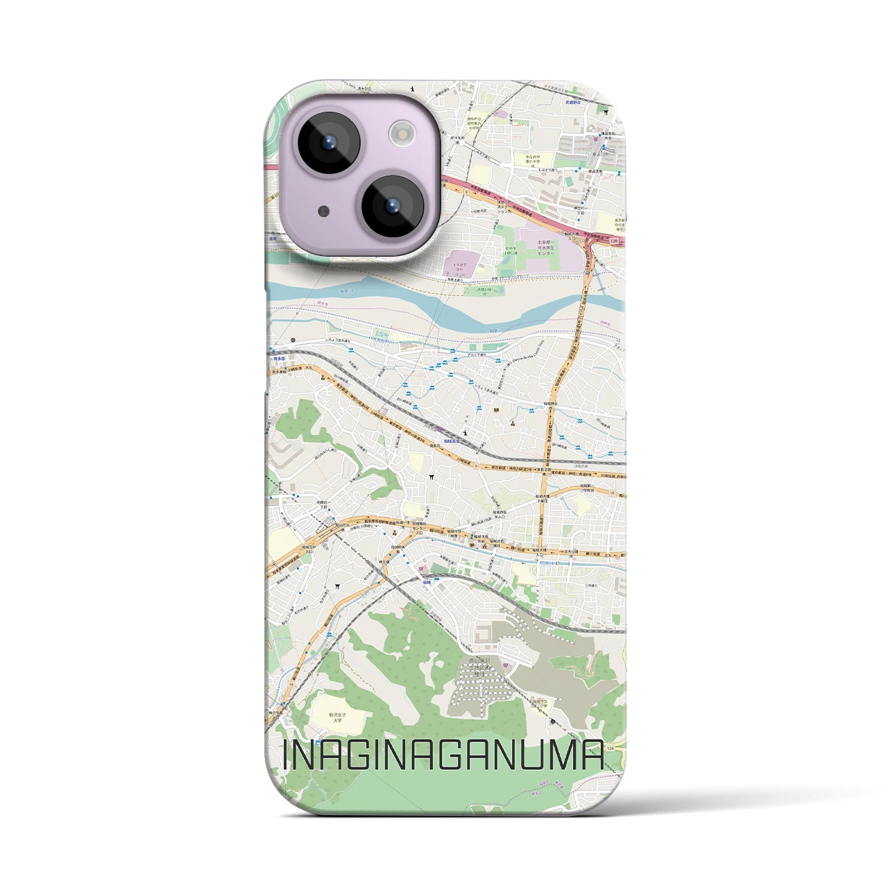【稲城長沼(東京都)】地図柄iPhoneケース(バックカバータイプ)
