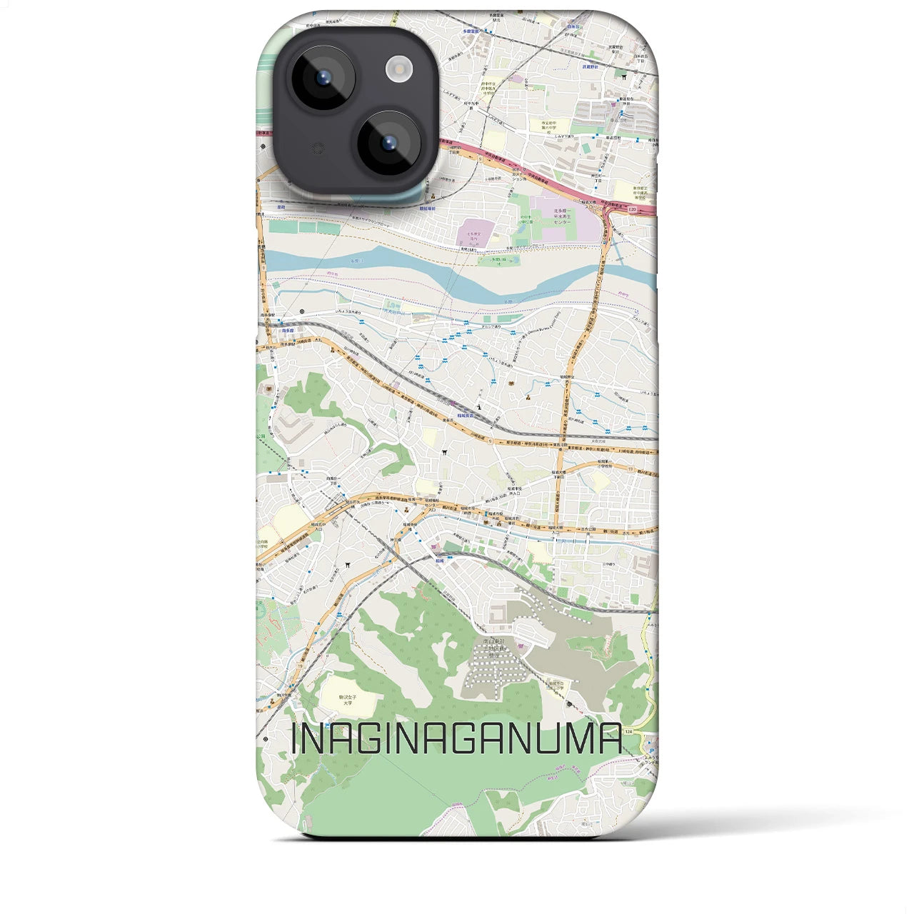 【稲城長沼(東京都)】地図柄iPhoneケース(バックカバータイプ)