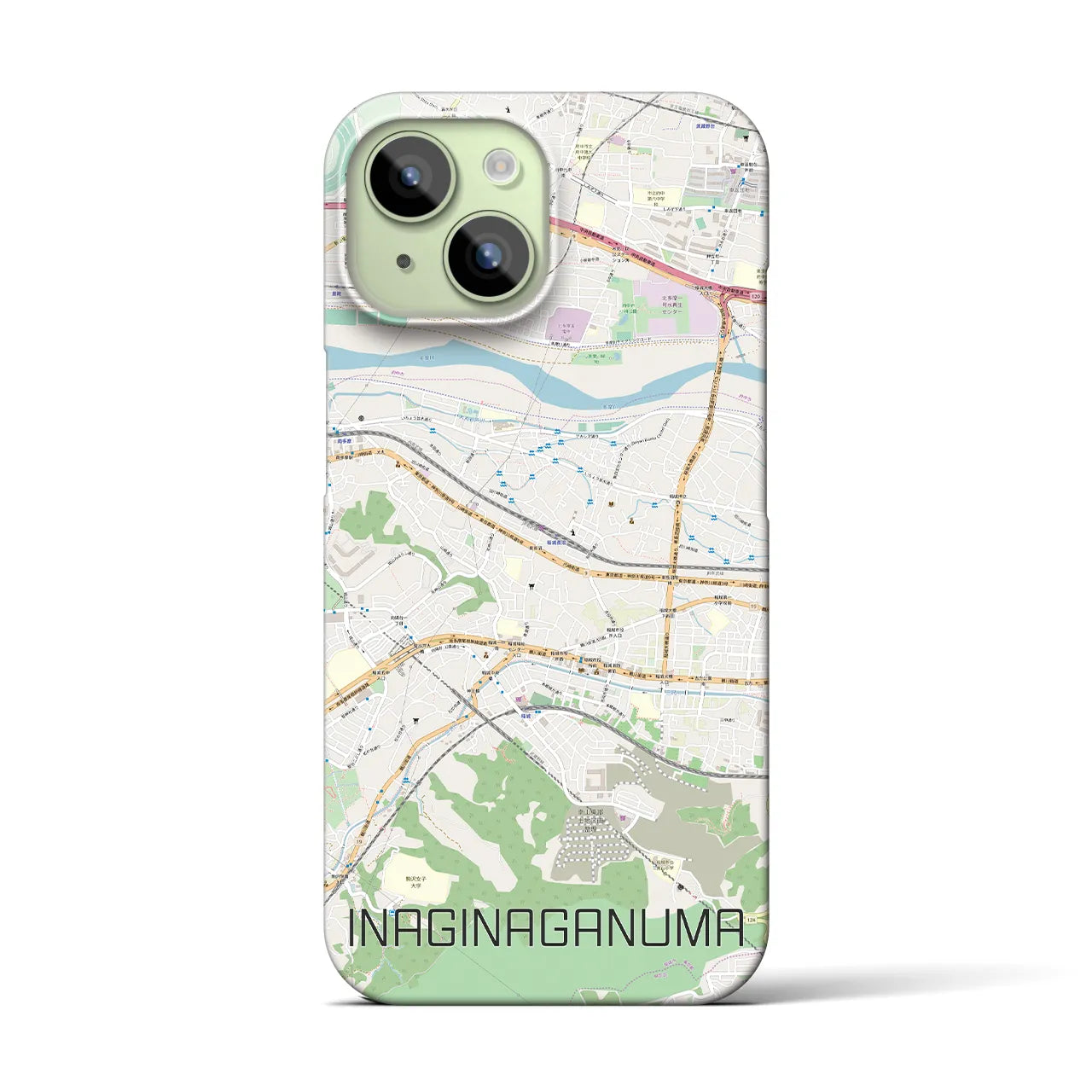 【稲城長沼(東京都)】地図柄iPhoneケース(バックカバータイプ)