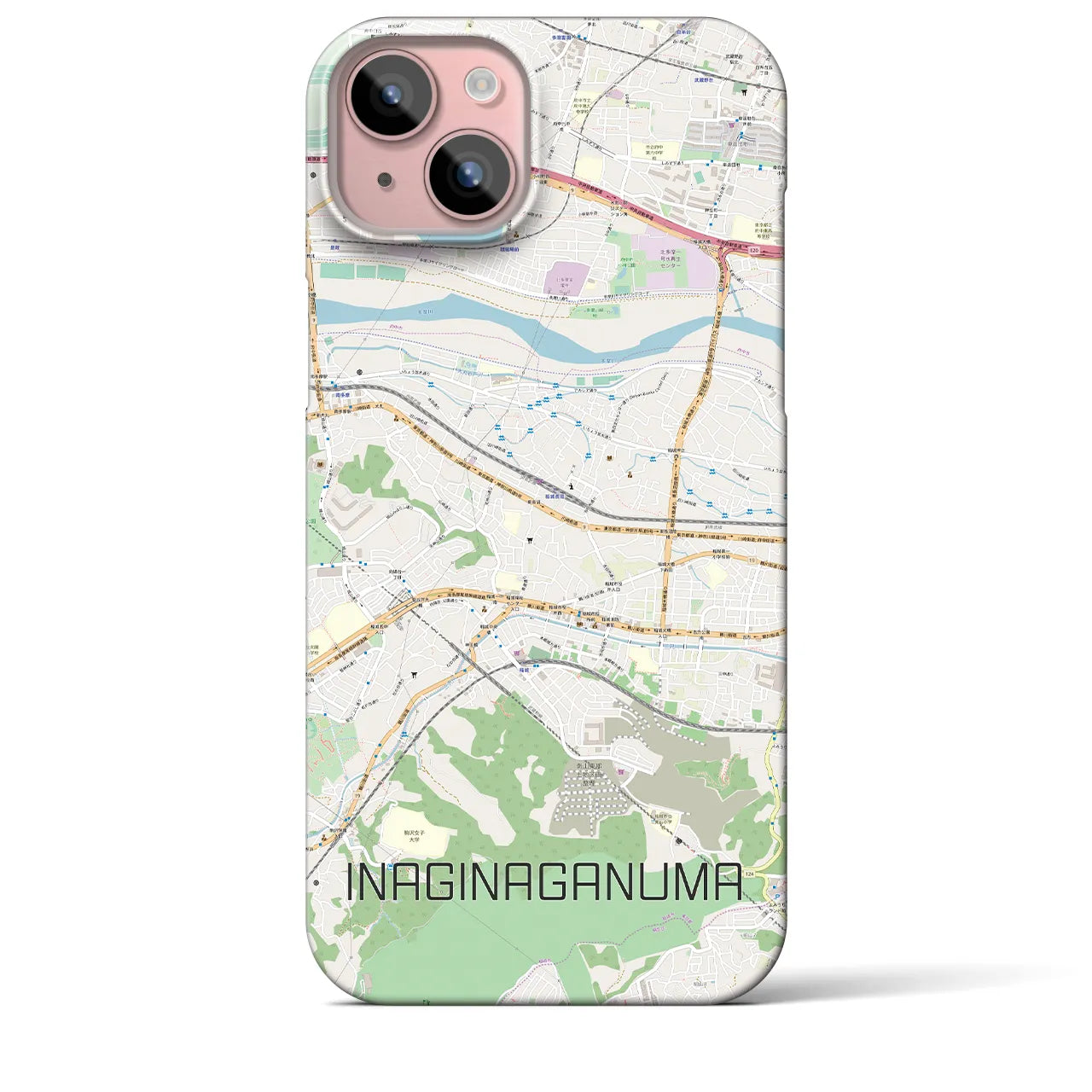 【稲城長沼(東京都)】地図柄iPhoneケース(バックカバータイプ)