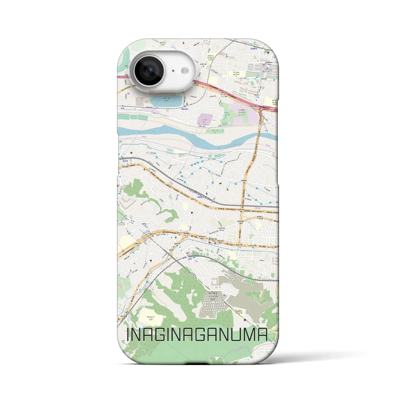 【稲城長沼(東京都)】地図柄iPhoneケース(バックカバータイプ)