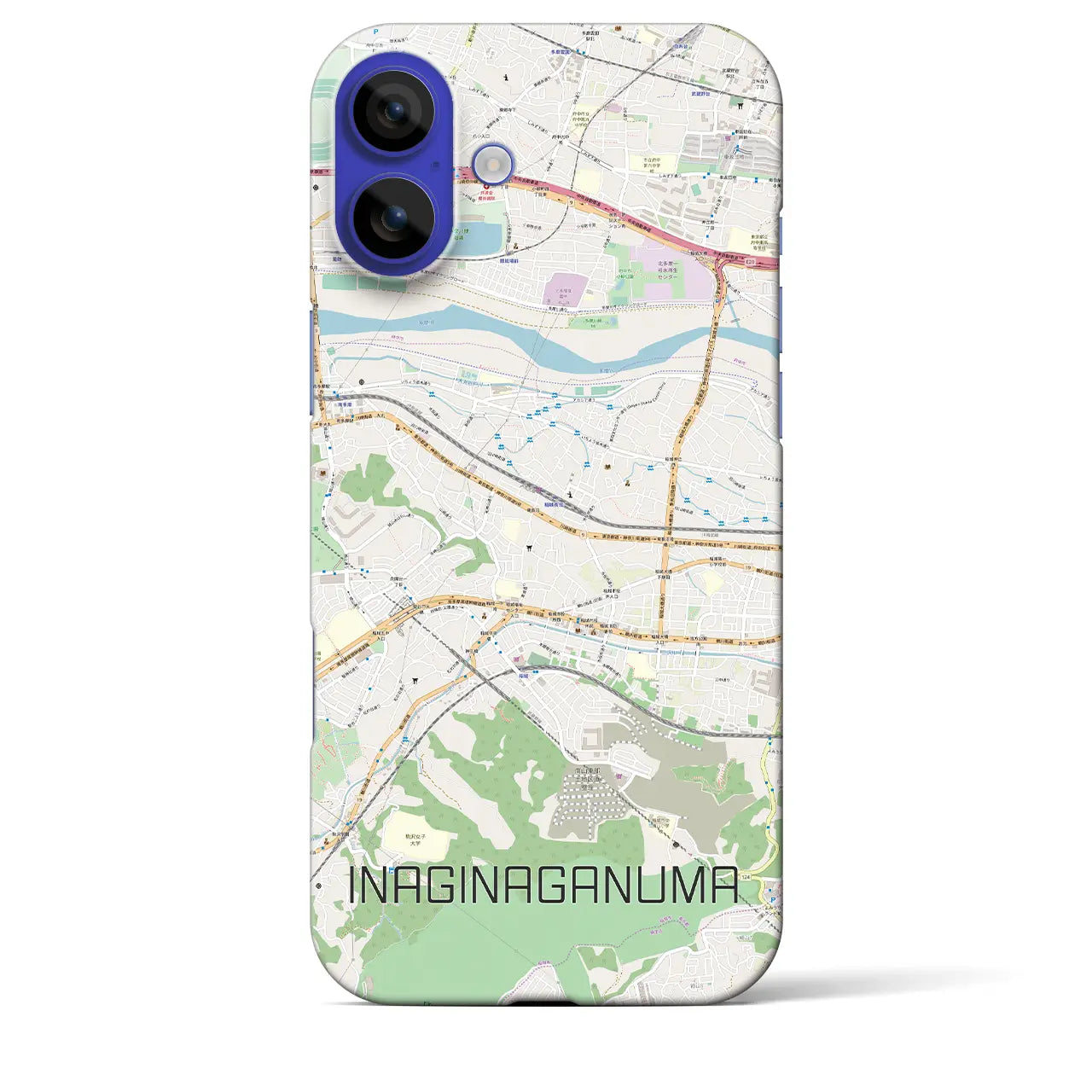 【稲城長沼(東京都)】地図柄iPhoneケース(バックカバータイプ)