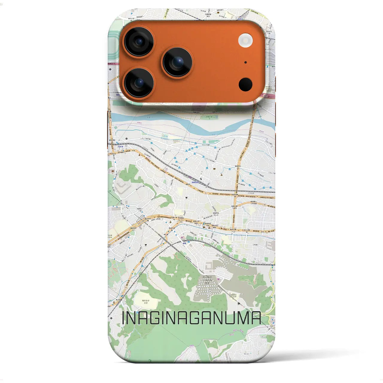 【稲城長沼(東京都)】地図柄iPhoneケース(バックカバータイプ)ナチュラル・iPhone 17 Pro Max 用