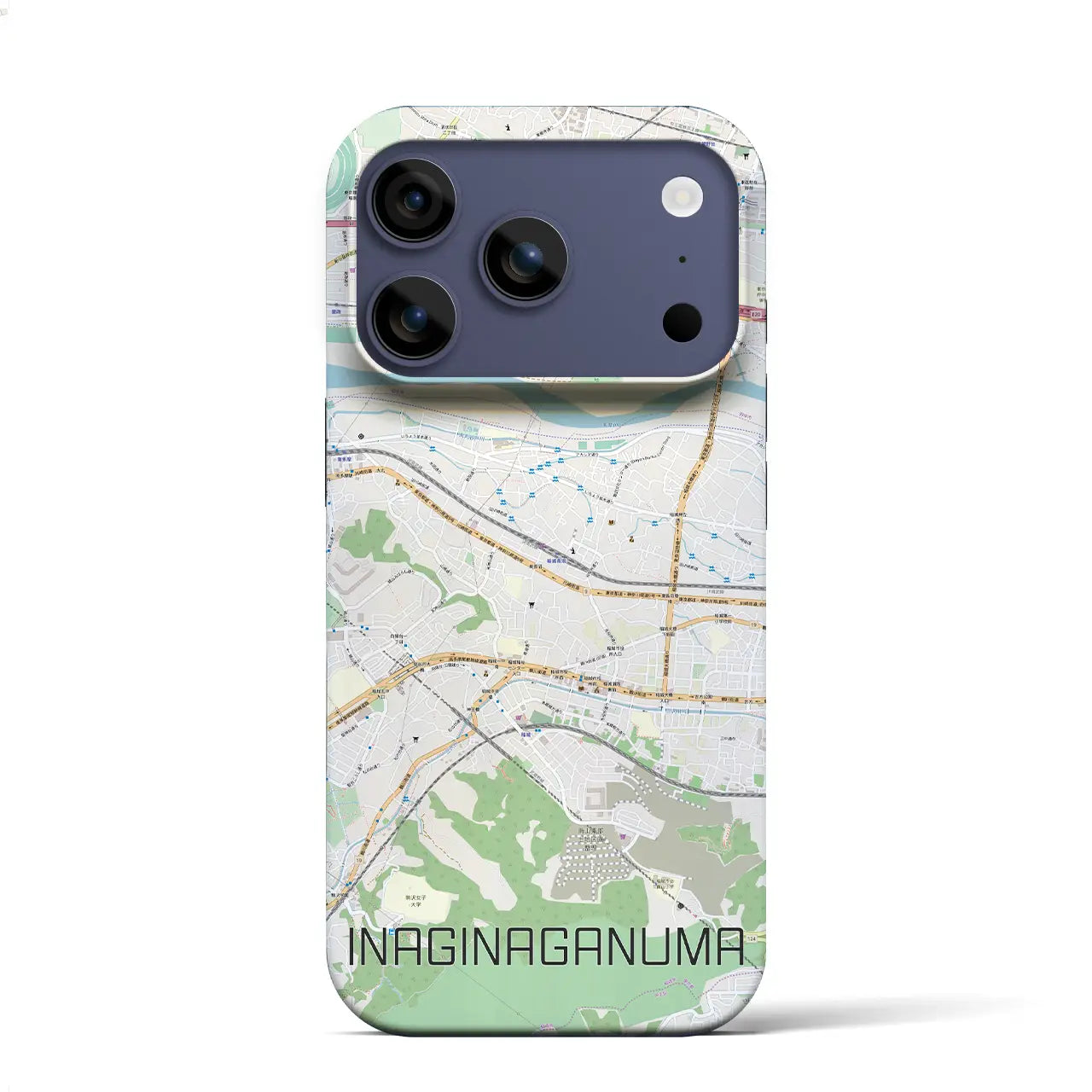 【稲城長沼(東京都)】地図柄iPhoneケース(バックカバータイプ)ブラック・iPhone 17 Pro Max 用