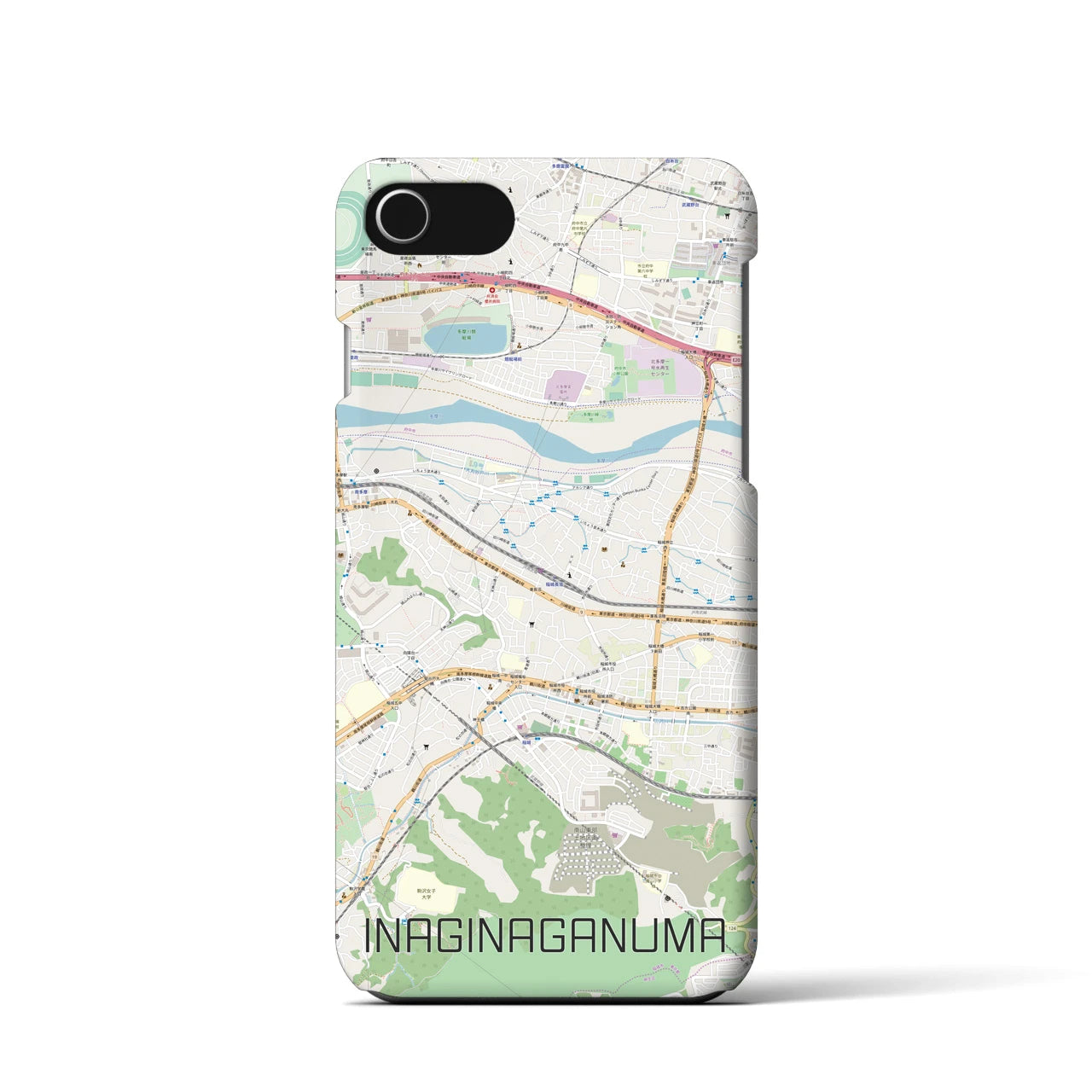 【稲城長沼(東京都)】地図柄iPhoneケース(バックカバータイプ)