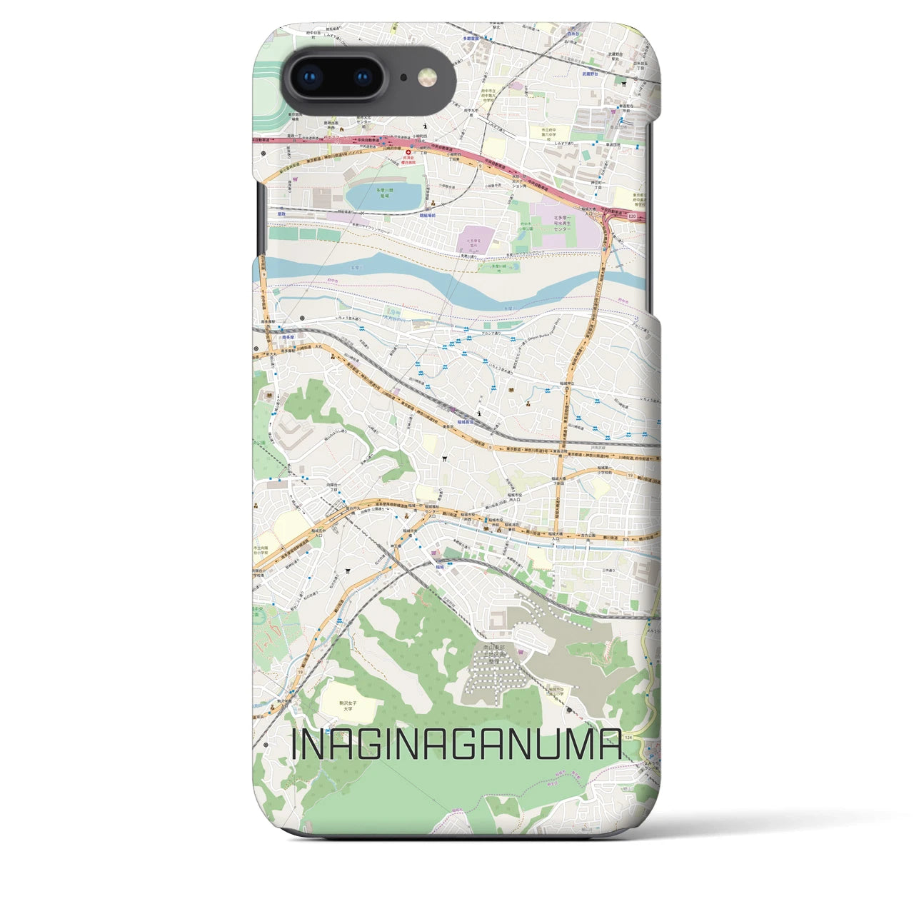 【稲城長沼(東京都)】地図柄iPhoneケース(バックカバータイプ)
