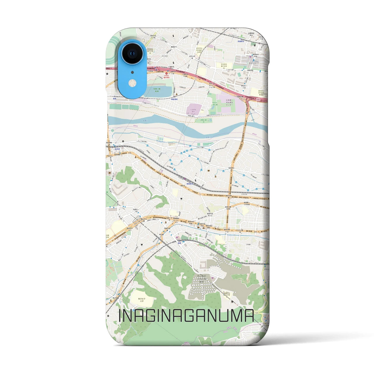 【稲城長沼(東京都)】地図柄iPhoneケース(バックカバータイプ)